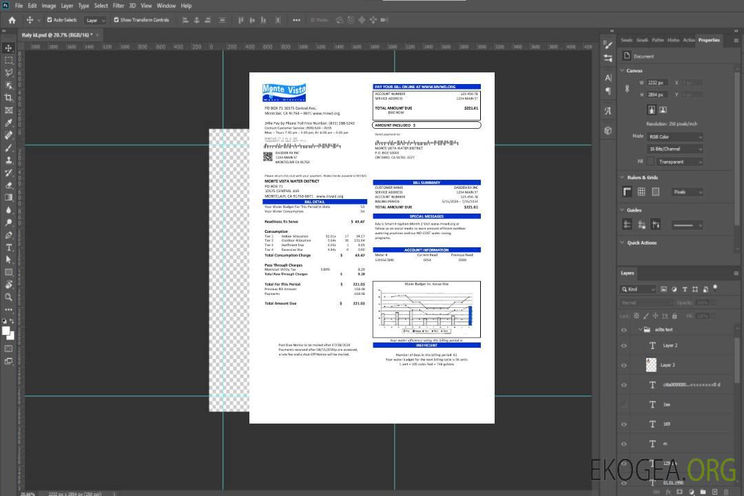 Modèle de facture de services publics pour les entreprises du district aquatique de Monte Vista, États-Unis, Californie, aux formats Word et PDF template Modèle de facture de services publics pour les entreprises du district aquatique de Monte Vista, États-Unis, Californie, aux formats Word et PDF template